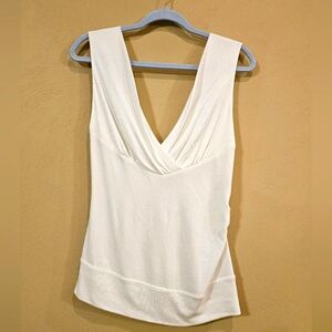Diane Von Furstenberg White Sleeveless V-Cut Top